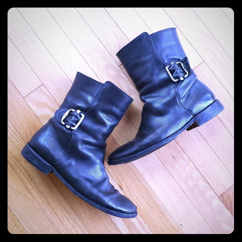 Frye Leather Buckle Boot with Vibram soles